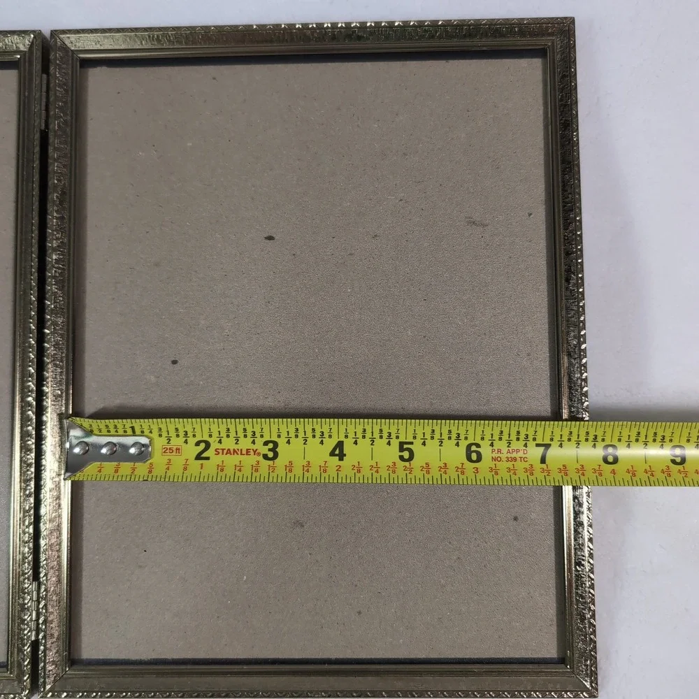 Vintage Brass Double Folding Picture Frame 8x10 Gold Ornate Hinged Hollywood